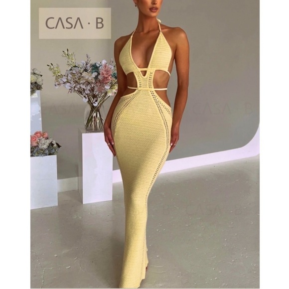 Yellow Halter Maxi Dress - Picture 5 of 7